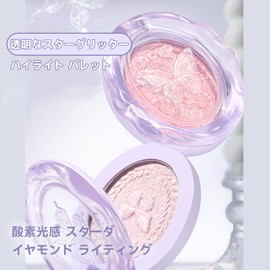 NovoUnow ハイライターパウダー 輪郭を整えてハイライト ピカピカ 立体感のあるブライトニング メイクアップハイライターパレット パウダーシマーハイライター 防水長持ち #03ピンクニュード -vine