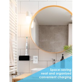 OAPRIRE Electric Toothbrush Holder Wall Mounted, Acrylic Electric Toothbrush Holder for Bathroom Come with Cable Organizer, Saving Space and Convenient Charging - Black