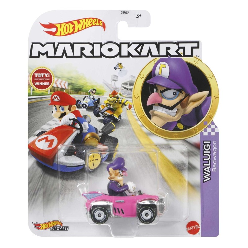 Hot Wheels Mario Kart Waluigi, [Rosa/Morado] Badwagon