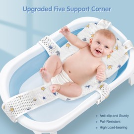 Colorlife Baby Bath Seat Support Net Infant Bathing Seat Support Mat, Adjustable Comfortable Non-Slip Five-Pointed Baby Shower Net Bathtub Sit Up Mesh for Newborn 0-6 Months-Crown(No Bathtub)