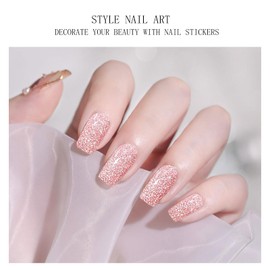 JMEOWIO Gel Nail Stickers Glitter Semi Cured Gel Nail Strips Wraps UV/LED Nail Supplies Nail Art Design Decoration Accessories