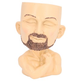 Face Planter Pot with Drainage Hole Man Face Flower Pot Head Planter Muscular Man Flower Pot for Living Room Hallway Fleshcolor