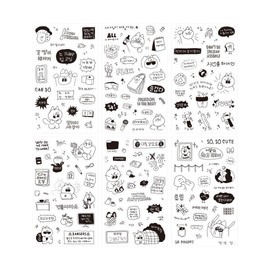 Monolike Little Doodle One Day Theme Stickers Set of 6 - Little Doodle One Day Theme Sticker 6P Set, Stylish Peel and Stick Stickers Perfect for Journaling and Scrapbooking, Multicolored, Size: 4.1 x