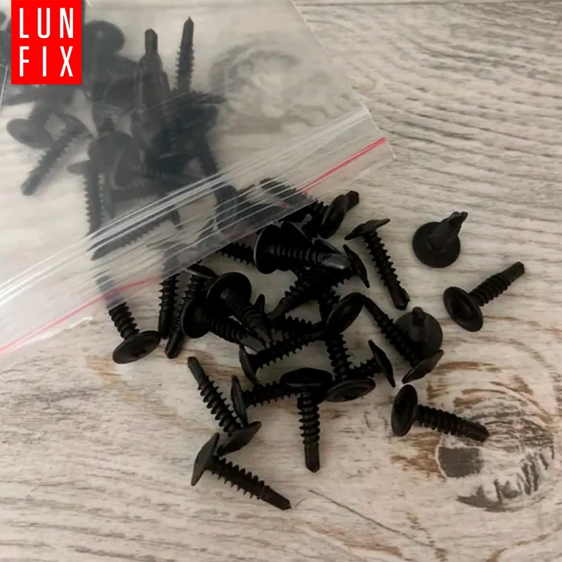 100er Packung schwarze Bohrschrauben 4,2x19 mm aus Stahl fosfatiert mit