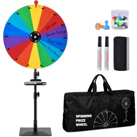 24-inch Spinning Prize Wheel, Ajustable 38"-64" Height Prize Wheel for Desktop & Floor Stand, Storable Prize Wheel Spinner, Suitable for Party, Trade Show, Events, Birthday Wedding Housewarming