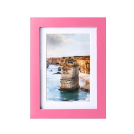 wyooxoo 5x7 Picture Frame Made of Solid Wood Photo Frame Display Pictures 4x6 with Mat or 5x7 Without Mat Colorful Frame For Table top Display or Wall, Pink, 1 Pack