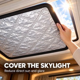 2 Pack 25 x 16 Inch RV Skylight Sunshade Covers, Thermal Reflective Blackout Roof Vent Insulation Pads