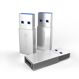 [10Gbps] GOYIY USB C Female to USB Male Adapter, USB A to USB C Adapter, 3-Pack, Single-Sided Super Speed Data Sync and Fast Charging for Laptop, Charger(Silver)