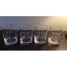 Chicago Rocks Glasses Gift Set- 4 Double Rocks Glasses - Chicago - Illinois - Chicago Whisky - Barware - Bourbon - Chicago Gift