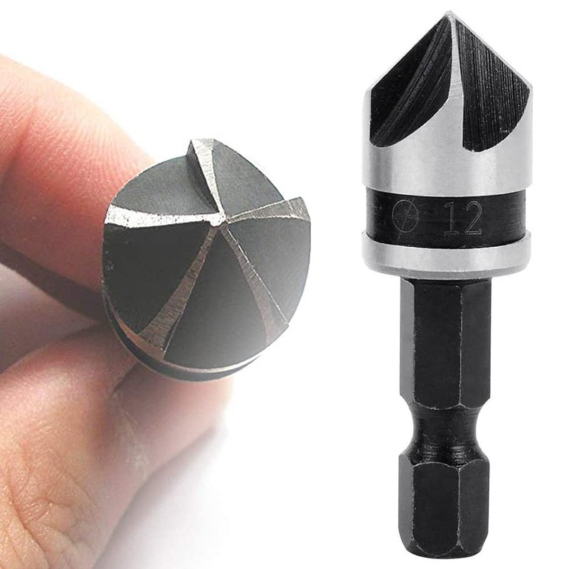 Mesee Set of 3 90° Countersink Drill, 5 Flute Countersink