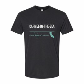 R and R Imports Carmel-by-The-Sea California Black Souvenir Unisex Cotton T-Shirt – Large Front State Design Graphic (M)