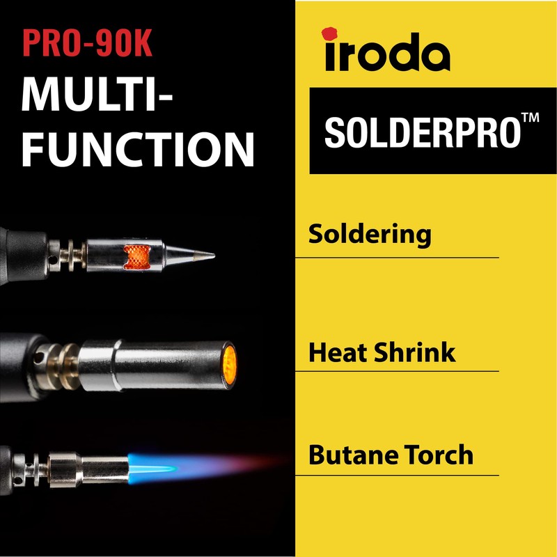 IRODA SolderPro 90K Professional Butane Soldering Kit Cordless 3-in-1 Tool