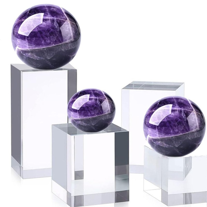 Leadigol 2PCS Acrylic Square Display Block, Clear Polished Cube, Jewelry