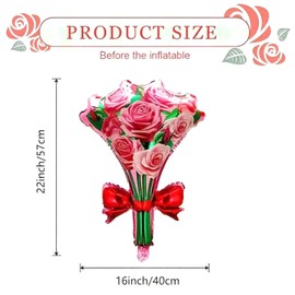 Flower Balloons, 2Pcs Large Flower Balloons 22Inch x 16Inch Mothers Day Birthday Wedding Valentines Day Decorations Decor for Party Galentines Day Decorations,