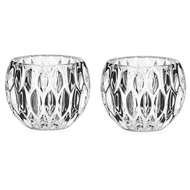 Clear Cup Tealight Candle Holders, Glass Tea Light Candle Holders - Pack 2 Glass Round Votive Candleholder for Wedding Party Centerpiece Table Setting Decoration