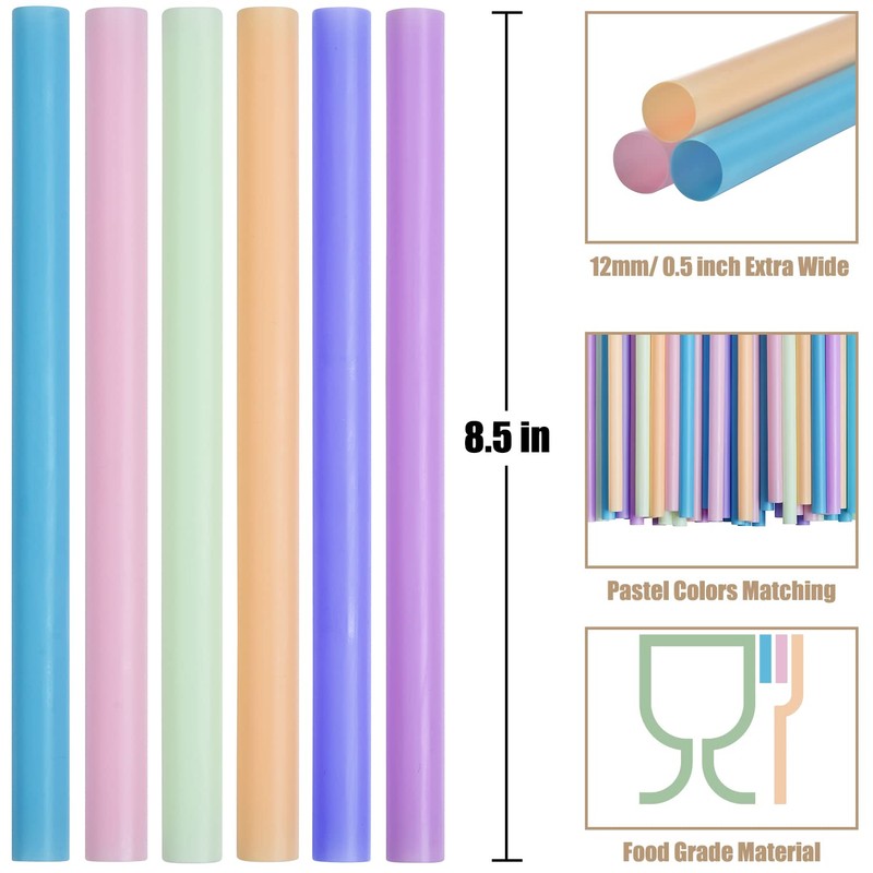 ALINK Jumbo Plastic Boba Straws, 1/2" Extra Wide Disposable Smoothie
