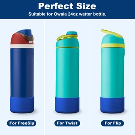 yoelike 2 PCS Silicone Water Bottle Boot for Owala, Anti-Slip Protective Sleeve for FreeSip/Twist/Flip, Watter Bottle Accessories, Bottom Bumper Cover, Dishwasher Safe, BPA Free (Wave)