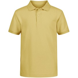 Nautica Boys' School Uniform Short Sleeve Pique Polo, Light Yellow, Large (6)