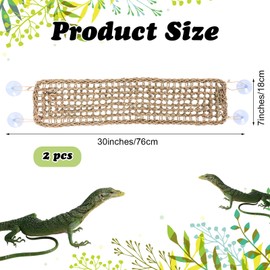 Nodaaiie 2 Pcs Bearded Dragon Hammock Reptile Lounger, Natural Seagrass Climbing Habitat Decor with Jungle Theme for Lizards, Geckos, Snakes, Iguanas, Amphibians and Terrarium