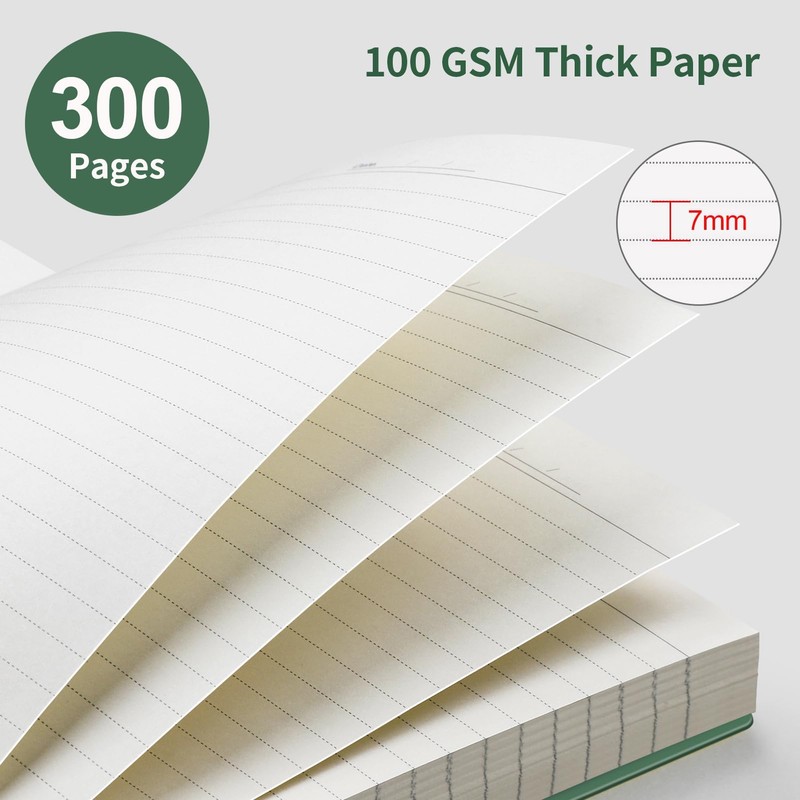 EMSHOI Notebook B5 Lined, 100 g/m² Paper, 300 Pages -