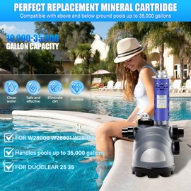 DWALE Replacement for Nature2 Duoclear 25 35 Mineral Cartridge,W28001 W28002 with Zodiac DuoClear Fusion, Fusion Soft,Vision Pro System Aboveground Ingroud Pool Vessels,for up to 35,000 Gallons Pool