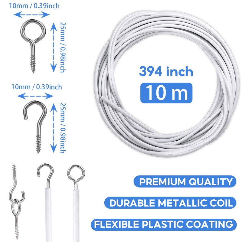 Net Curtain Wire and Hooks Set 10M Curtain wire and