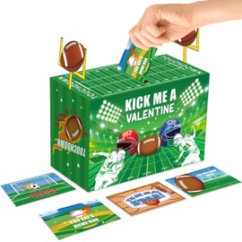 Valentines Boxes for Kids Valentines Mailbox Set Valentines Cards DIY Valentines Card Box with 36 Valentines Day Cards for Girls Boys School Classroom Exchange Valentine Party Favors (Football)