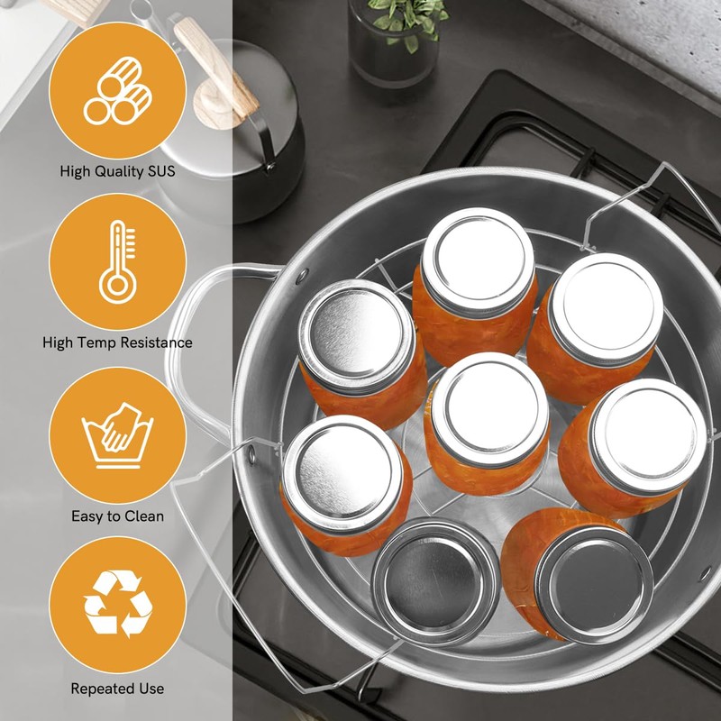 BriSunshine 21.5 QT Stainless Steel Canning Pot with Lid, Rack