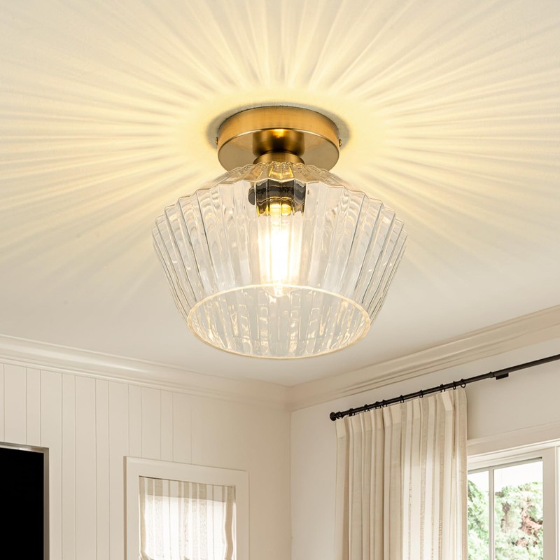 Witlighting Gold Flush Mount Ceiling Light with Brass Frame &