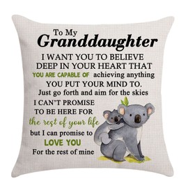 Aocaso Granddaughter Gifts from Grandparents-Cushion Cover Throw Pillow Cover for Granddaughter from Grandma Grandpa, Granddaughter Birthday Gifts Thanksgiving Gifts (Granddaughter-B)