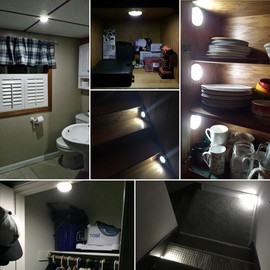 AMIR (Upgraded Version) Motion Sensor Light, Cordless Battery-Powered LED Night Light, Stick-Anywhere Closet Light Stair Lights, Wall Lights for Hallway, Bedroom, Kitchen (White - Pack of 6)