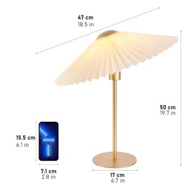 KUNJOULAM Small Pleated Table Lamp, Bedside Nightstand Lamp with Beige Lampshade, Morden Mini Lamp for Bedroom Living Room Home Office Decor, E26 Bulb Included