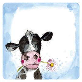 ALEX CLARK Sunshine Cow Coaster (single) - Farm - Daisy - Watercolour Design - Cork Back