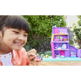 Polly Pocket Doll House with Micro Doll, Toy Bike & Furniture Accessories, Transforming Pollyville Pocket House Playset