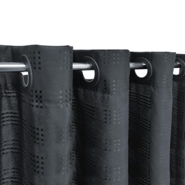 YISURE Black No Hook Shower Curtain 200cm Drop, Extra Long Shower Curtain, Black Textured Shower Curtain No Hooks 180x200cm