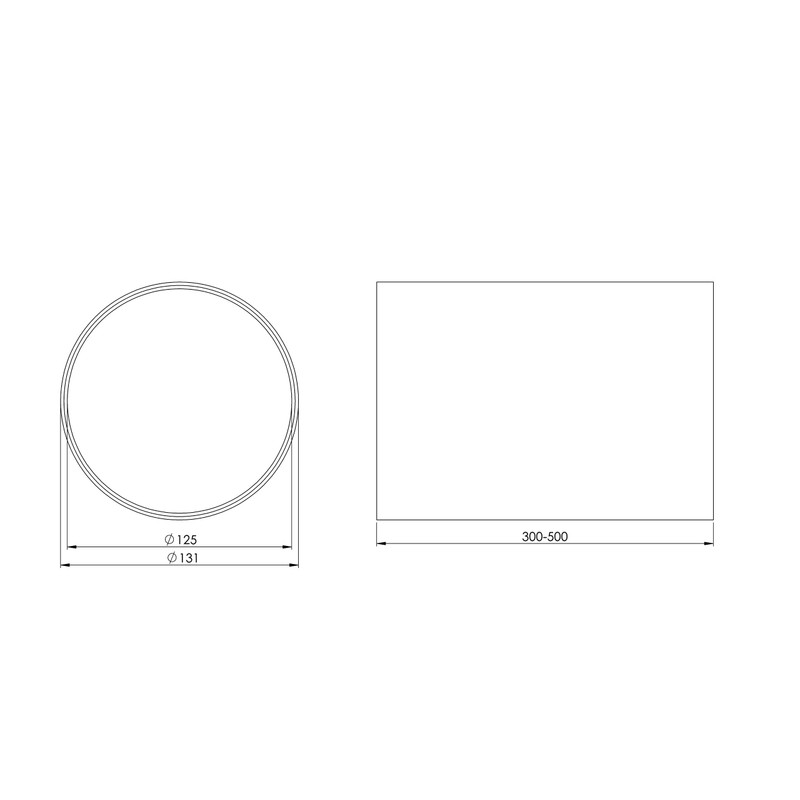 Ø 125mm, 300-500mm Length White Plastic Round Telescopic Pipe -