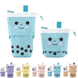 NEWUPZSI Pencil Case Zip 2-in-1 Milk Tea Girls Pencil Case Christmas Gifts for Girls Children Pen Holder Stand Pencil Holder Telescopic Pencil Case Retractable, velvet milk tea, Business Card Case