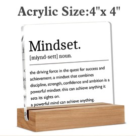 Inspirational Gifts for Men Women, Mindset Definition Gift, Mental Health Gifts, Office Desk Decor Acrylic Sign, 4 x 4 Inches