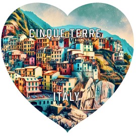 Cinque Terre Italy Travel Souvenir Destination Heart Shape Vinyl Decal Sticker 4-Inch
