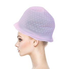Hair Salon Silicone Gel Cap, Professional Reusable Hair Coloring Highlighting Capwith Hook Frosting Coloring Cap Professional Salon Silicone Hairdressing Tools(pink)