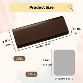 Lyivisk Pack of 2 Glasses Case Hard Case with Microfibre Cloth Glasses Case Sunglasses in Vintage Style Robust Case for Most Glasses (Black Brown)