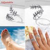 Toe Ring Leaf Wrap Around .925 Sterling Silver Adjustable Size