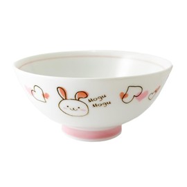 Asahi Koyo KD-3416 Children's Rice Bowl, Rabbit, Pink, 1 Piece, Made in Japan