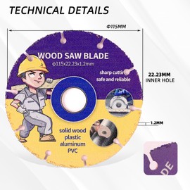 2 Pieces Saw Blade for Angle Grinder Cutting Disc Wood Flex Disc 115 mm Angle Grinder Multi Wheel Cutting Disc Carbide Flex Disc for Wood, Plywood, Rubber, Plastics, for Woodworking