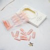 24Pcs Pink Press on Nails Square Long Length French Fake