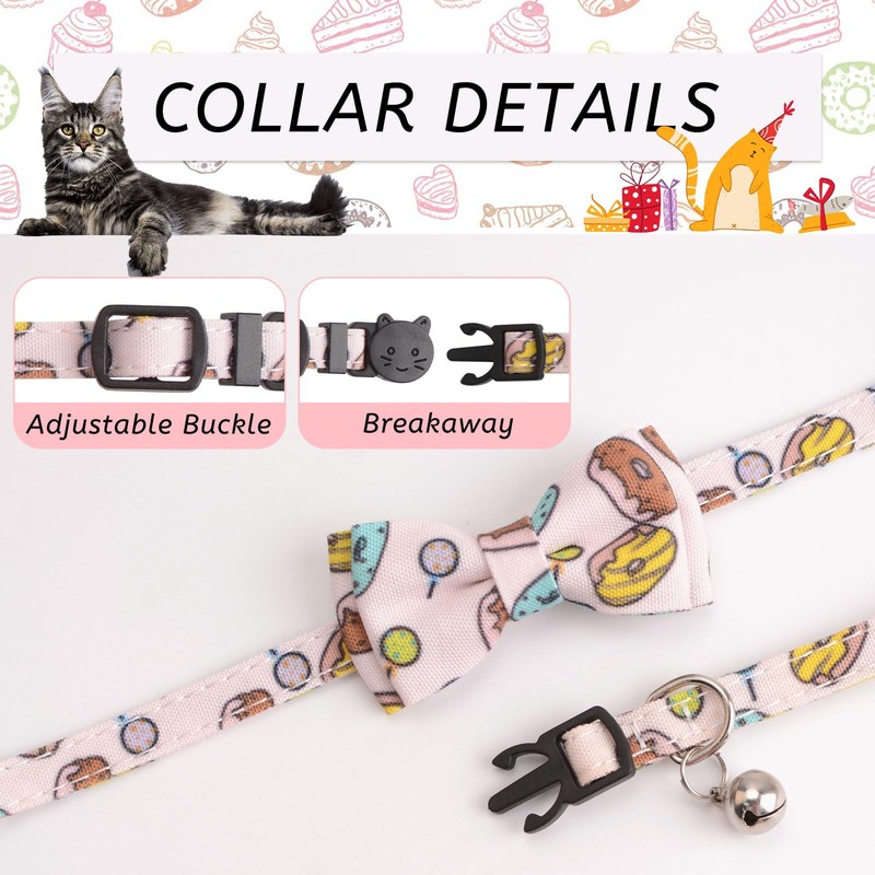 HACRAHO Bow Tie Cat Collar Bandana, 2pcs Adjustable Cat Collar