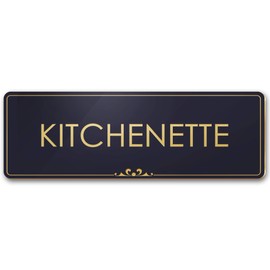 Kitchenette - Laser Engraved Sign - 3"x9" - .050 Black and Gold Plastic