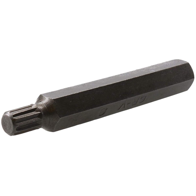 8mm Spline Bit 75mm Length 10mm Shank Chrome Vanadium Hardened