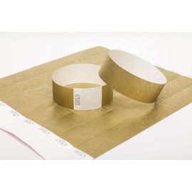 250 x Tyvek Wristbands Waterproof, Tear-Resistant Event Wristbands for Parties, Events, Festivals, Crowd Management – 1 inch 25 mm (Gold)