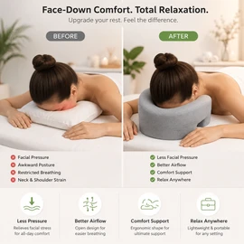 Face Down Massage Pillow with Hollow Center – Head, Neck & Upper Body Support for Massage, Spa & Prone Rest